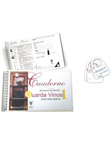 cuaderno de guardavinos + 15 clasificadores para botellas